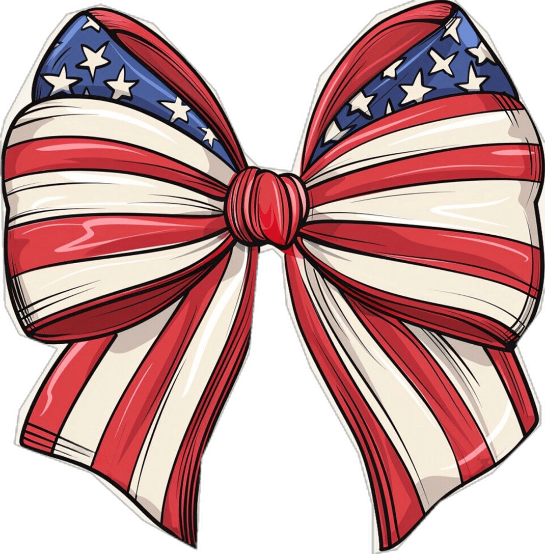 America usa coquette bow th of july summer red white blue patrotic ed sublimation clipart photo