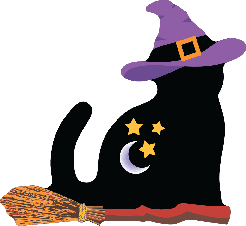 Cat in the hat black witchy caspar wood shelf sitter celebrate local shop best of ohio clipart transparent