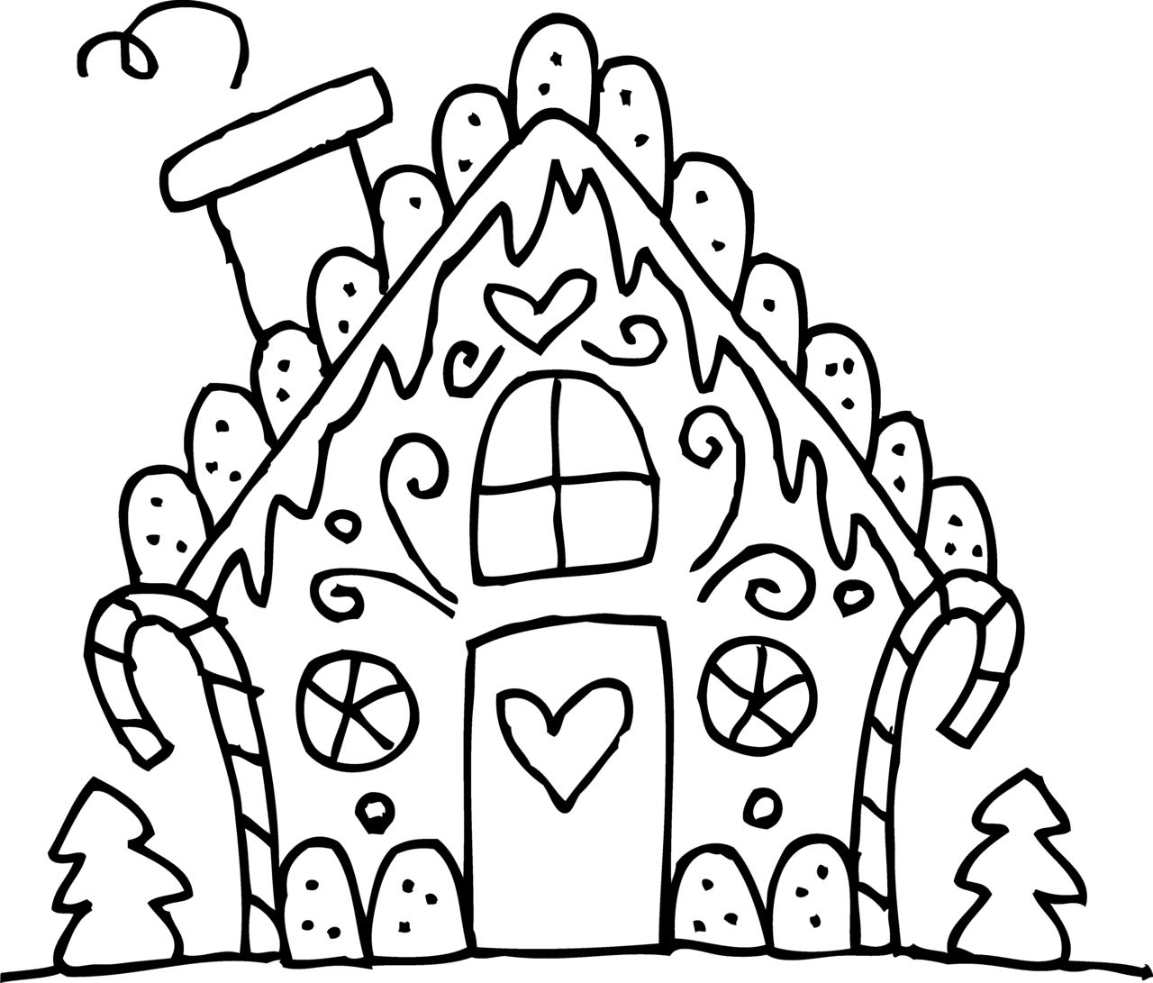 Black and white christmas coloring sheets gingerbread house clipart free