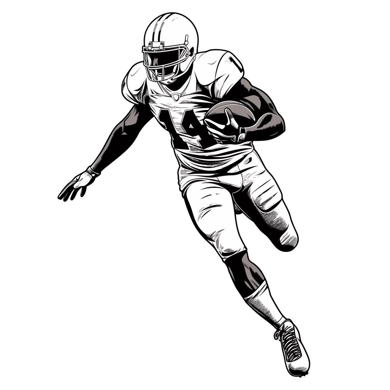 Football black and white player create adrenaline clipart vector