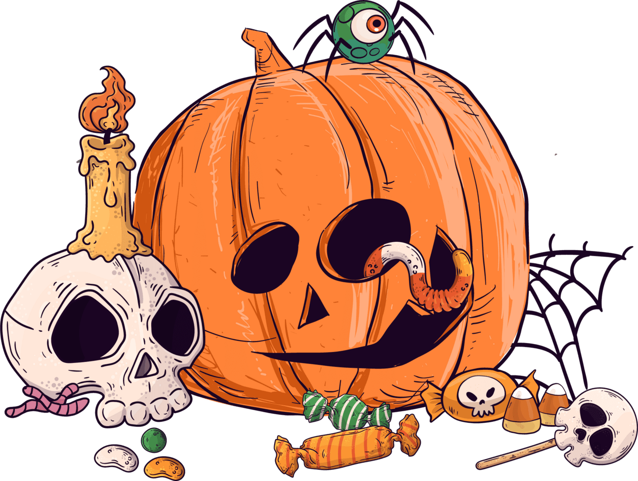 Cute pumpkin scary halloween party clipart image