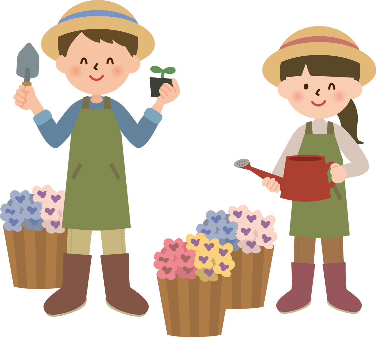 Couple is gardening vector clipart images