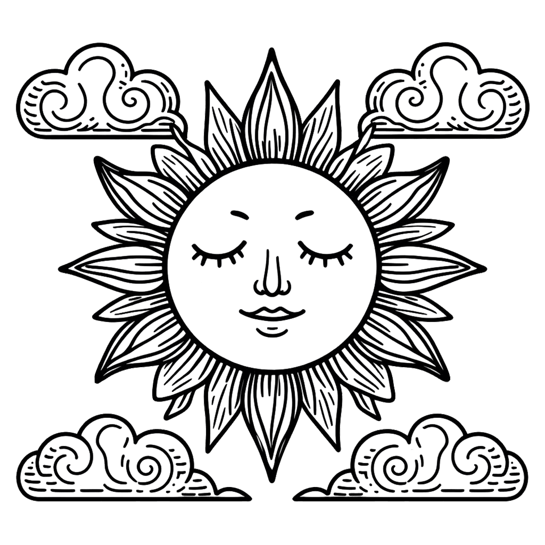 Black and white sun clipart background 3