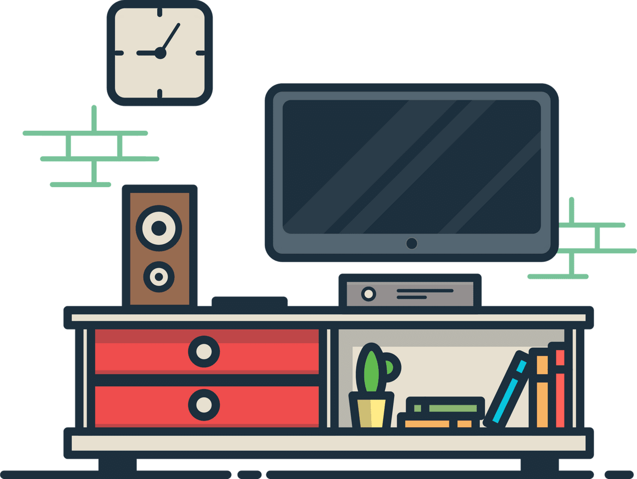 Television tv room vector clipart images