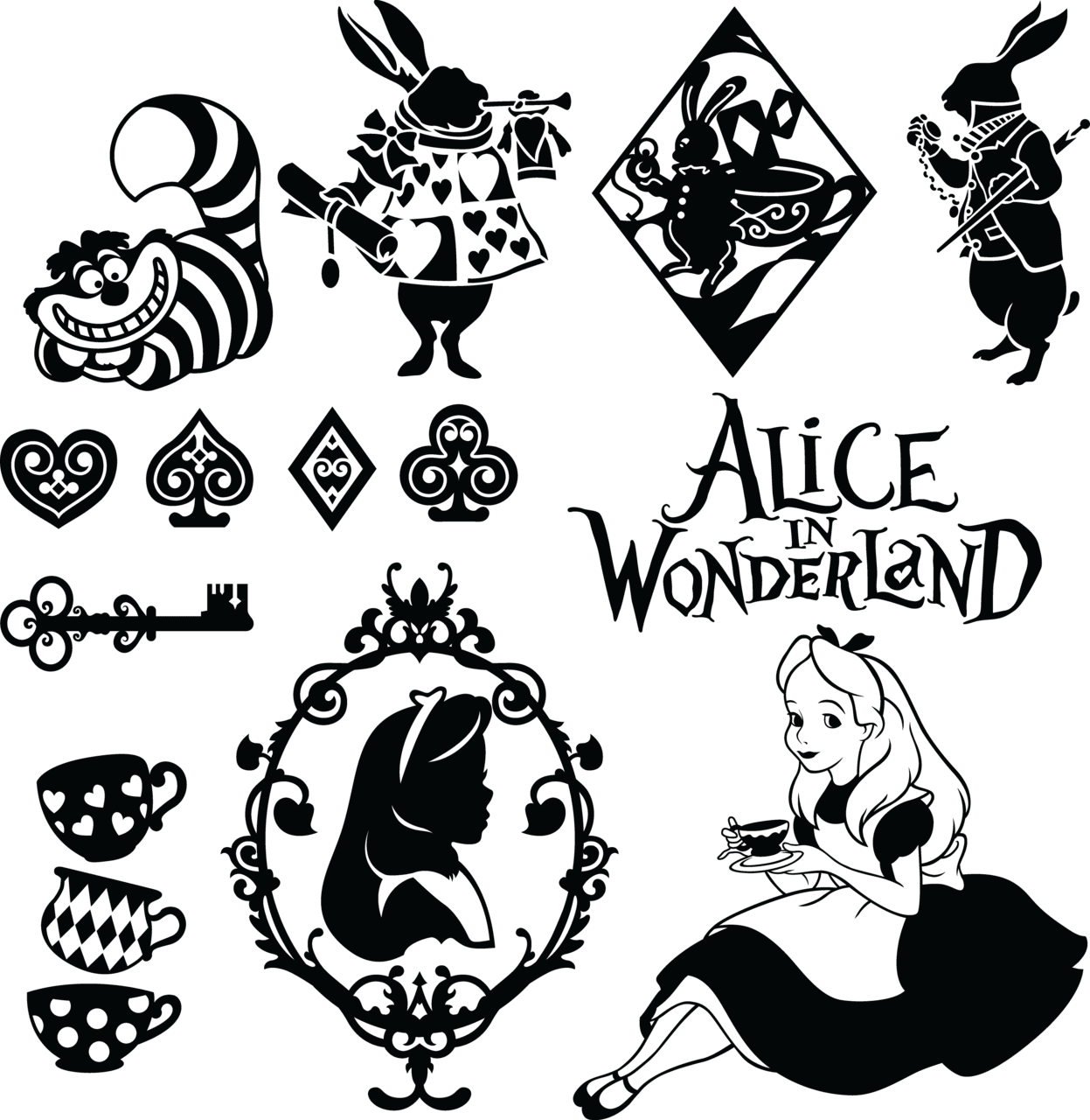 Alice in wonderland page clipart clip art