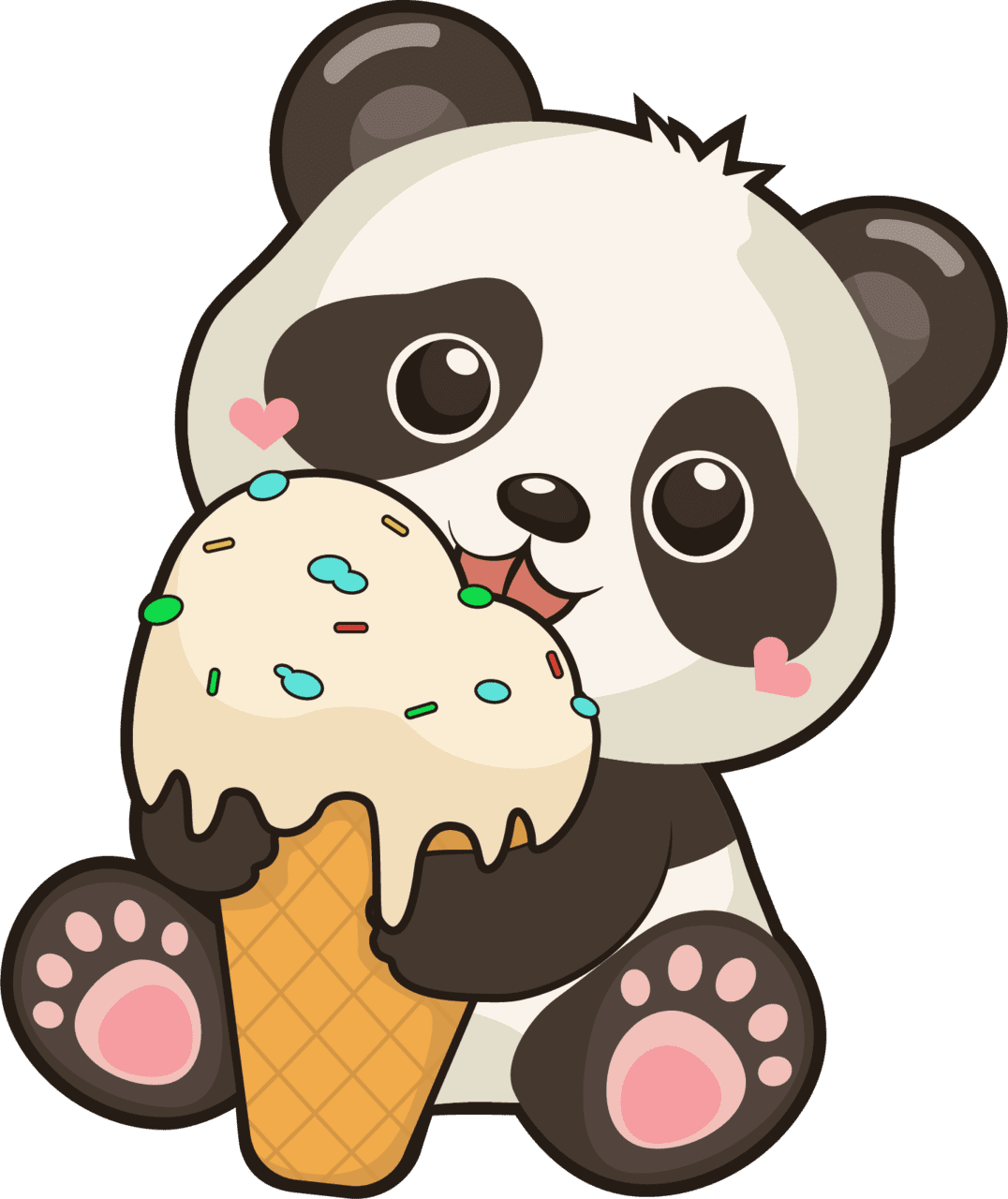 Panda eat ice cream clipart vector