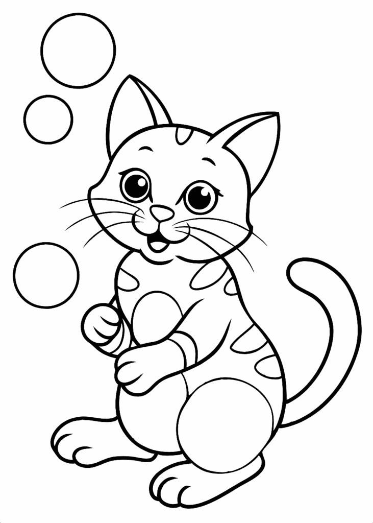 Cat black and white print coloring pages for creative kids all kind of clipart vector