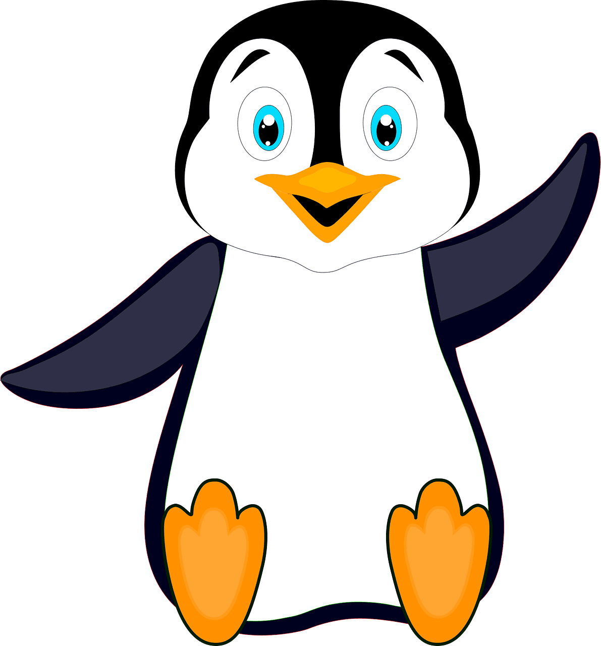 Penguin waving vector clipart images