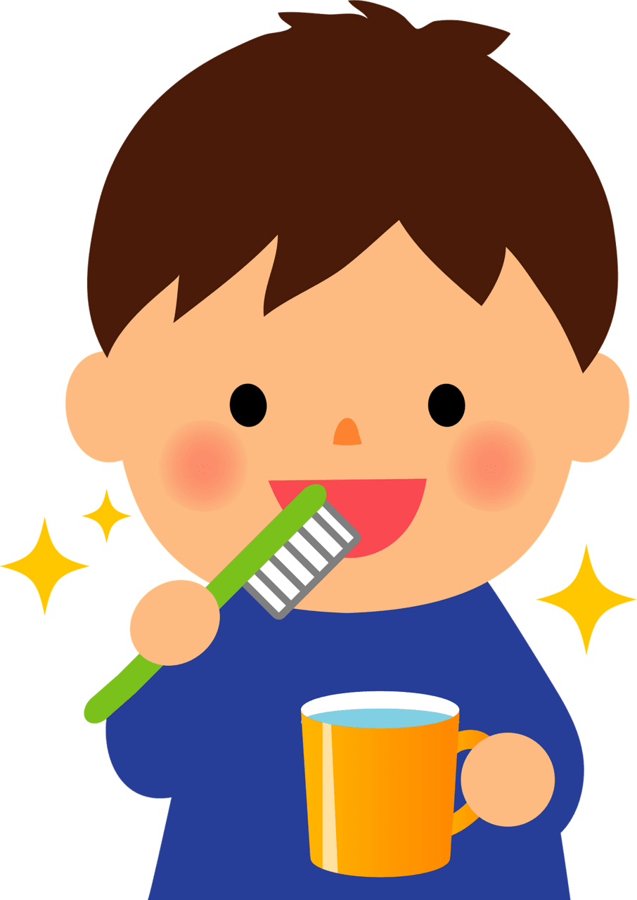 Brushing teeth boy with toothbrush and cup vector clipart images