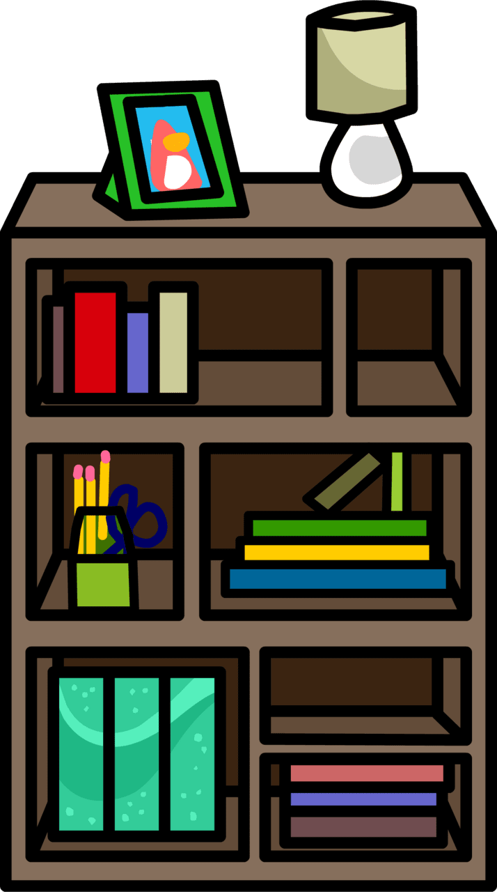 Funky bookshelf sprite bookcase image with no background clipart