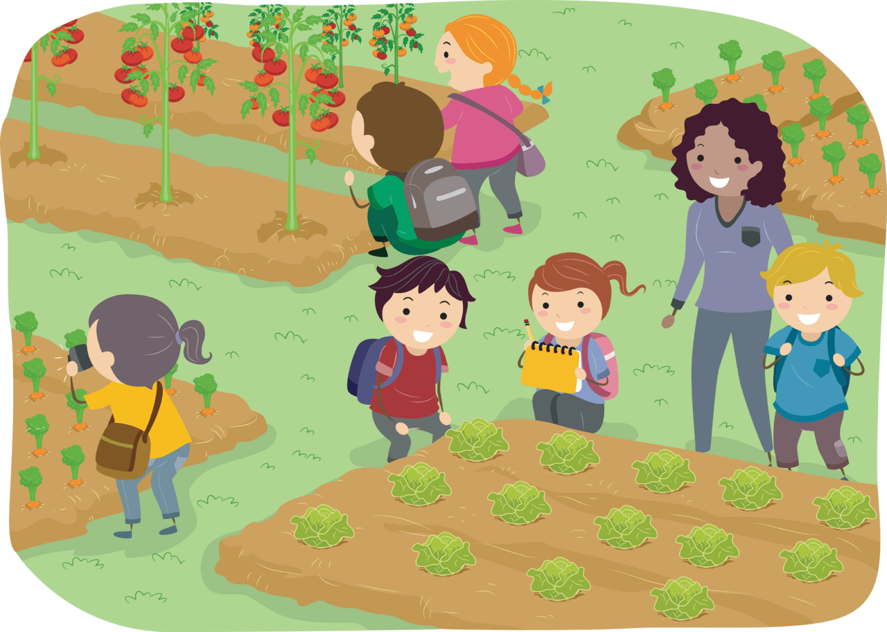 Gardening from farm to fork teaching kids about food clipart photo
