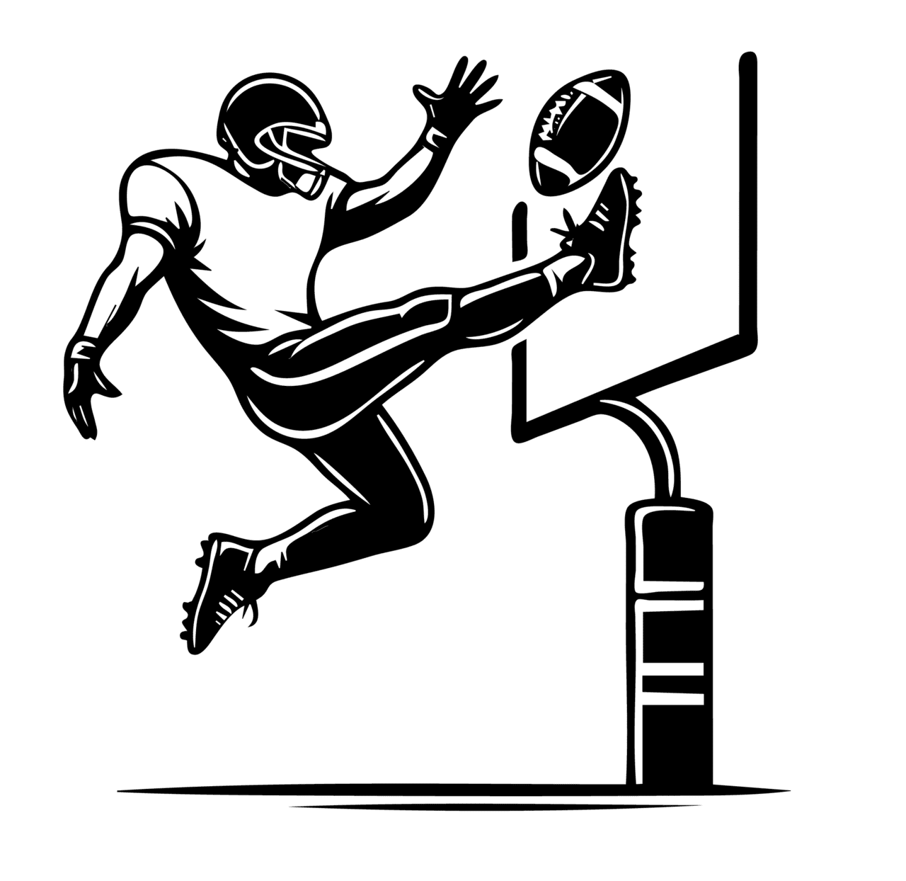 Football black and white player goal post able concept kreators clipart background