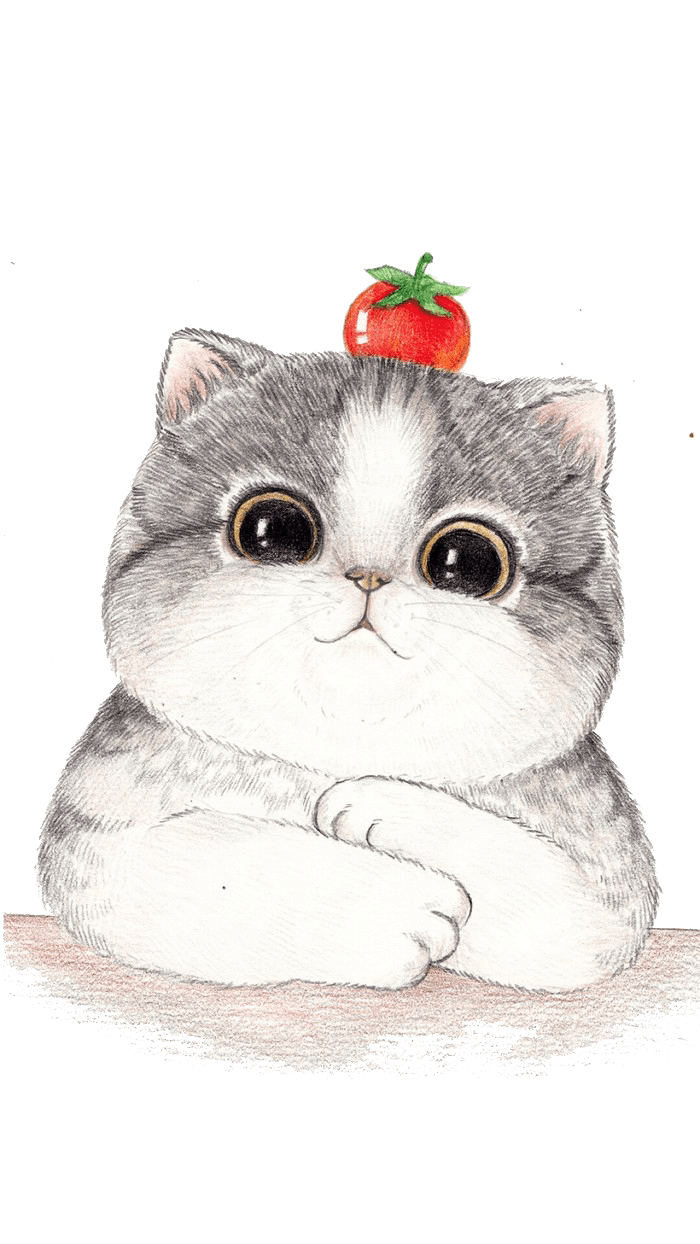 Cute cat with tomato adorable clea clipart background