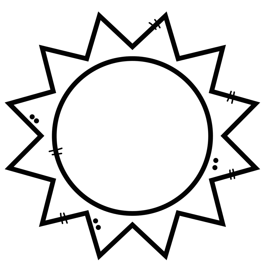 Black and white sun pin page clipart free 2