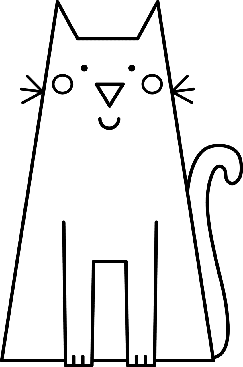 Cat black and white clipart clip art