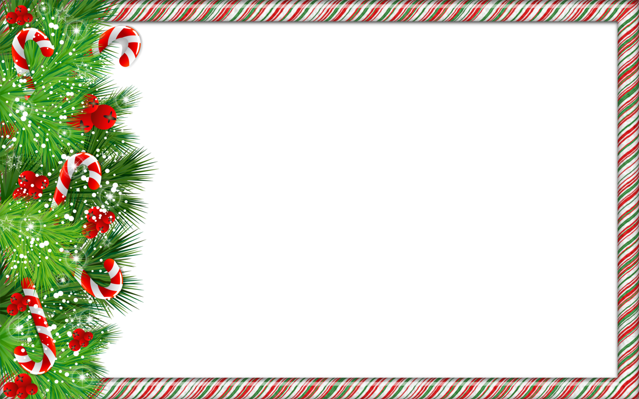 Christmas garland photo frame with candy canes clipart