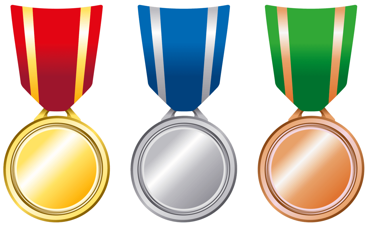 Award gold silver bronze medals clipart transparent