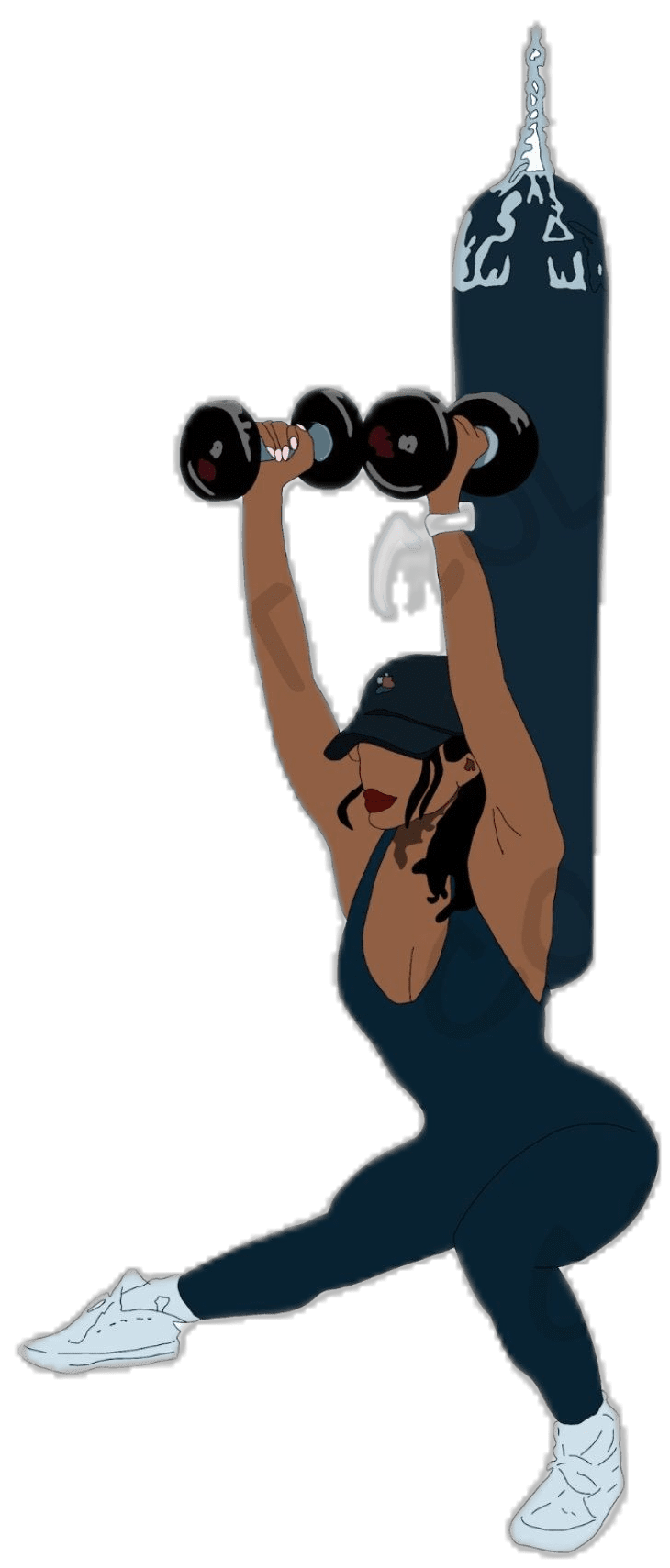 Dumbbell fitness black woman girl clip gym workout clipart photo