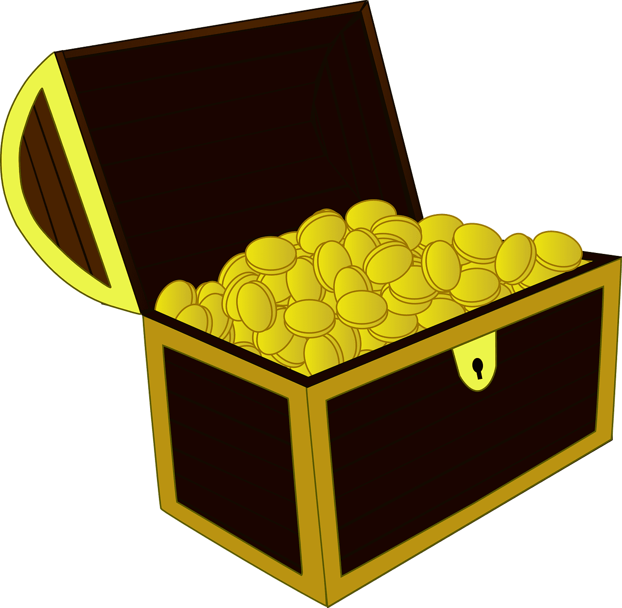 Treasure chest gold open vector graphic clipart