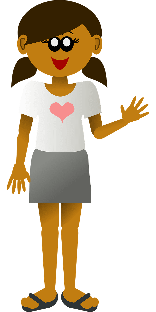 Girl waving woman vector graphic clipart
