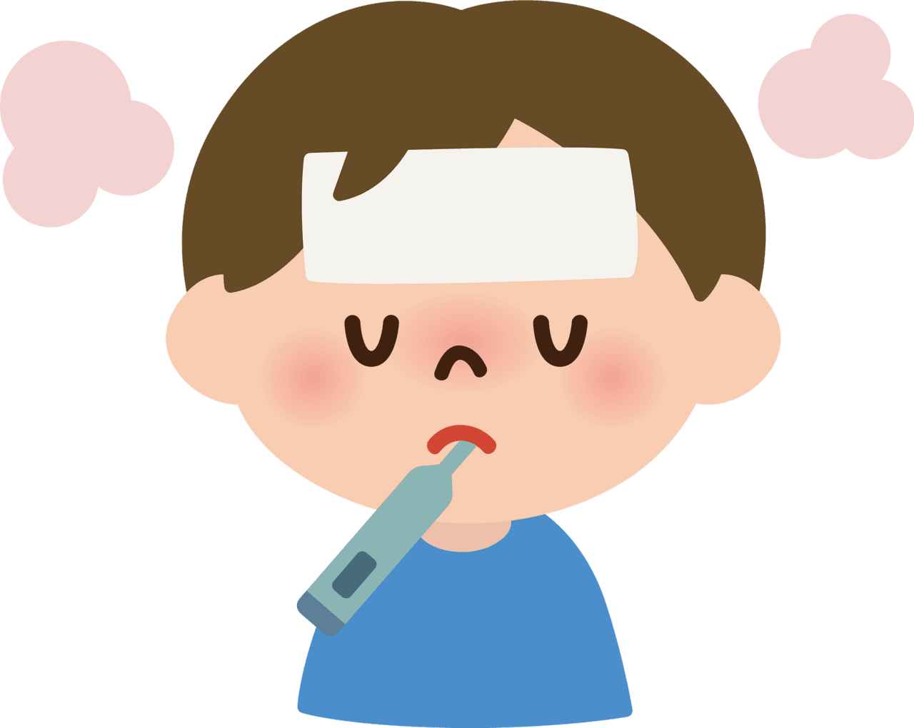 Boy is sick with fever and cold vector clipart images