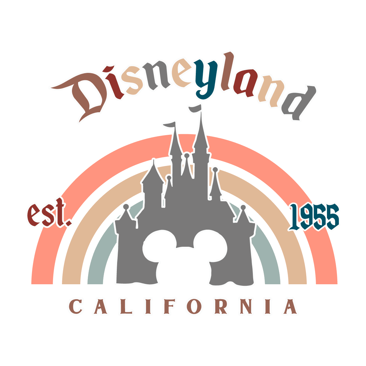 Disney castle disneyland vintage est graphic designs clipart image
