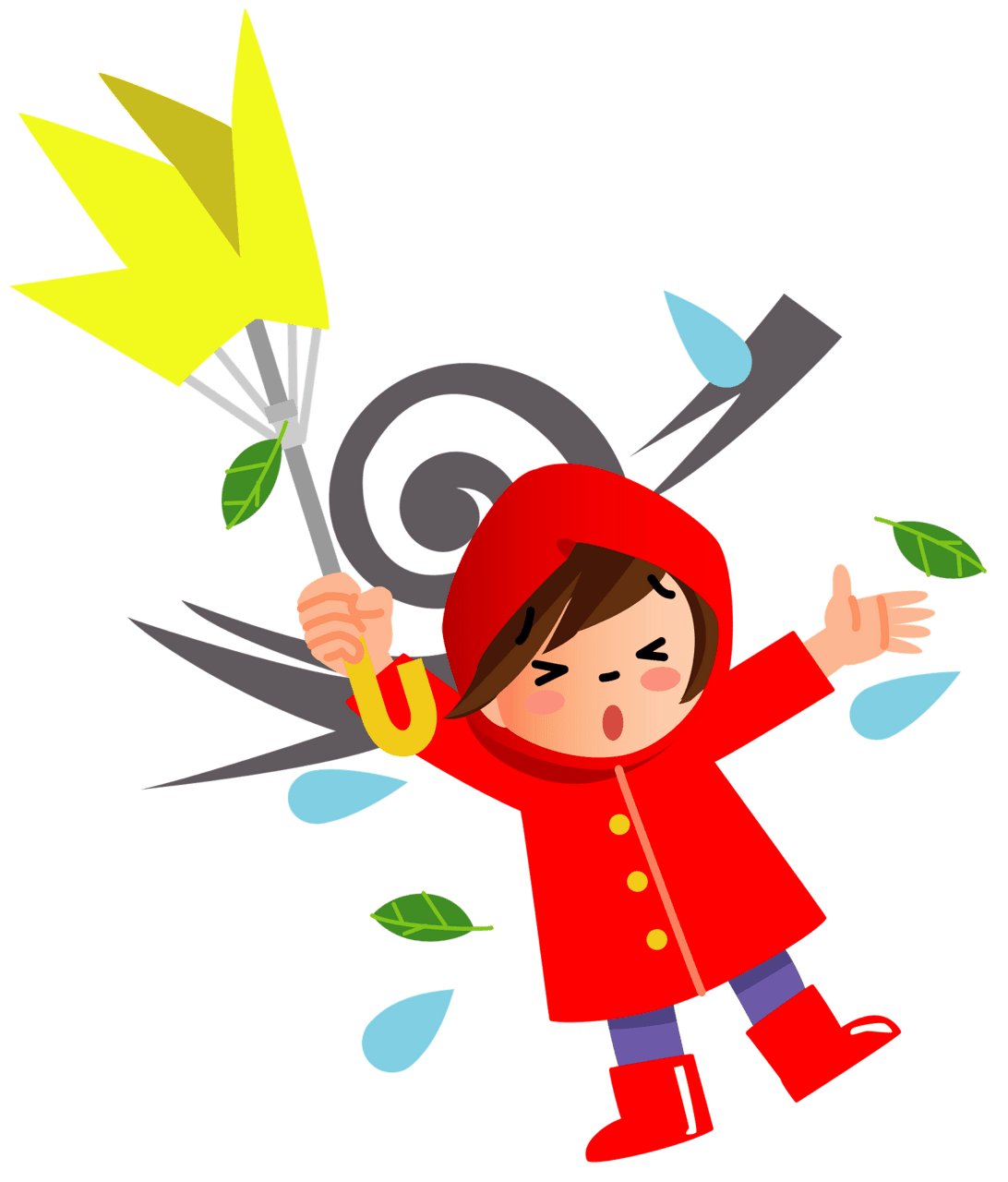 Child in typhoon wind vector clipart images