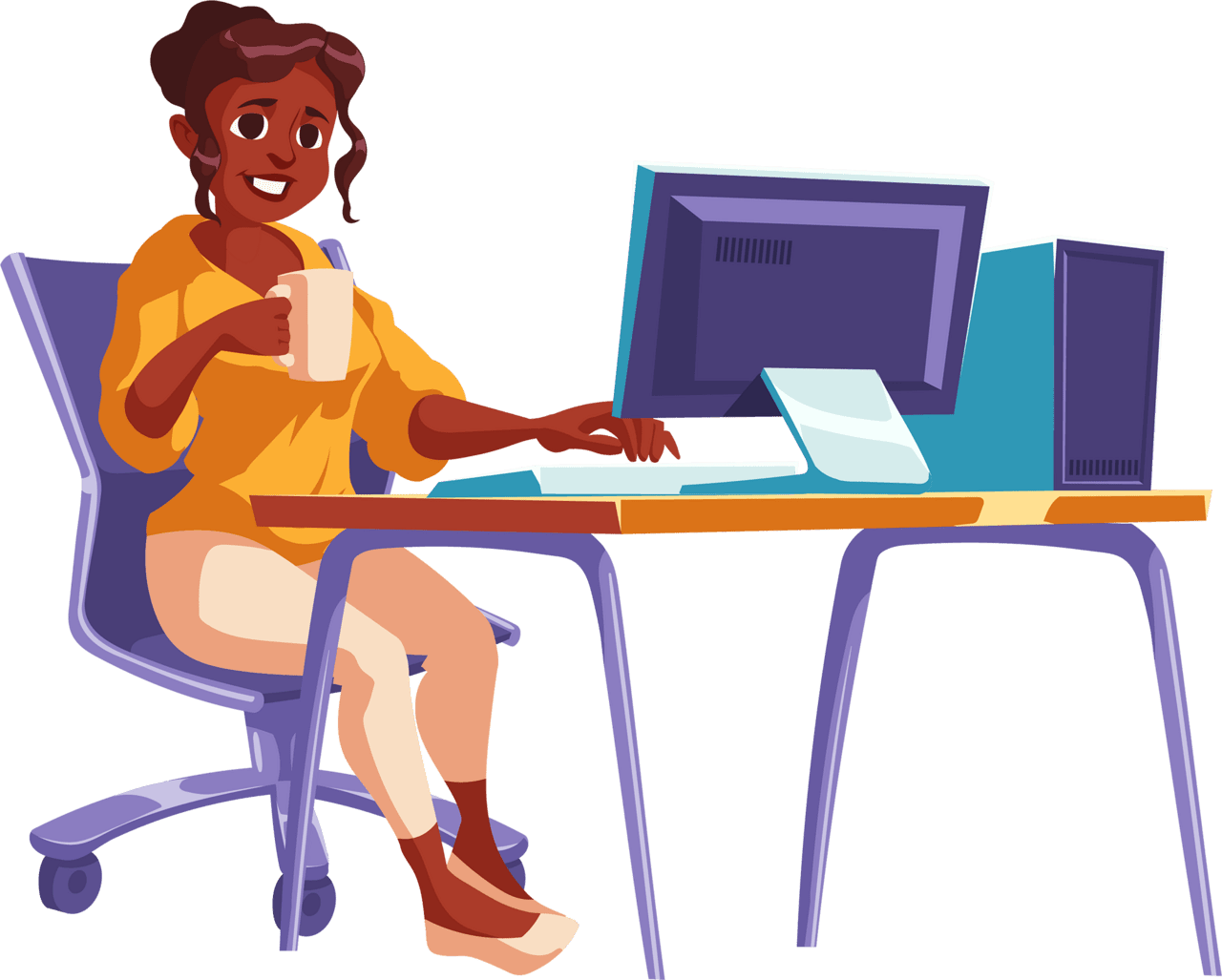 For computer women home and do work clipart clip art