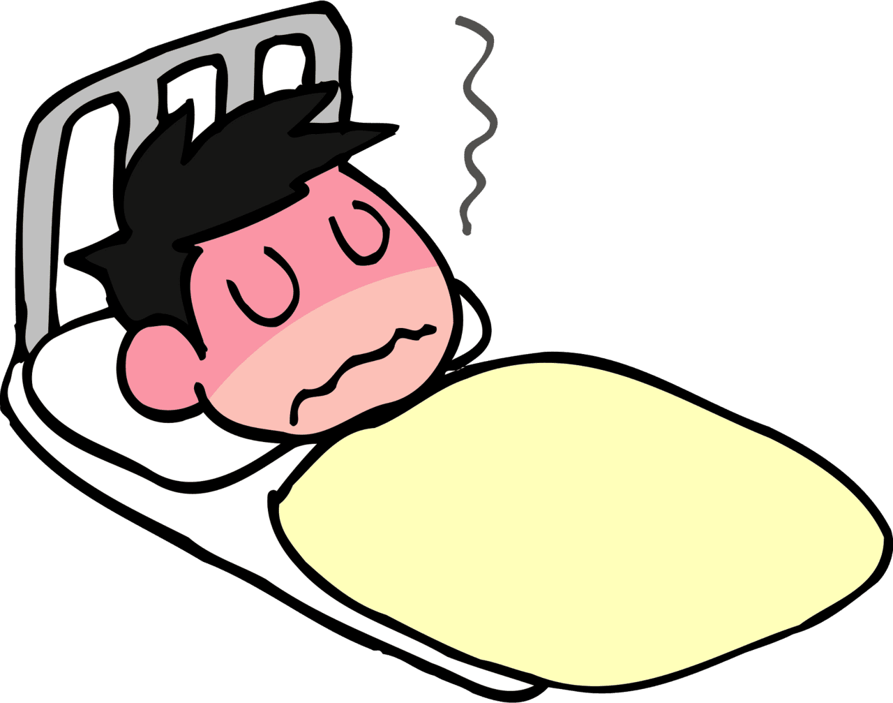 Man is in bed sick with fever vector clipart images
