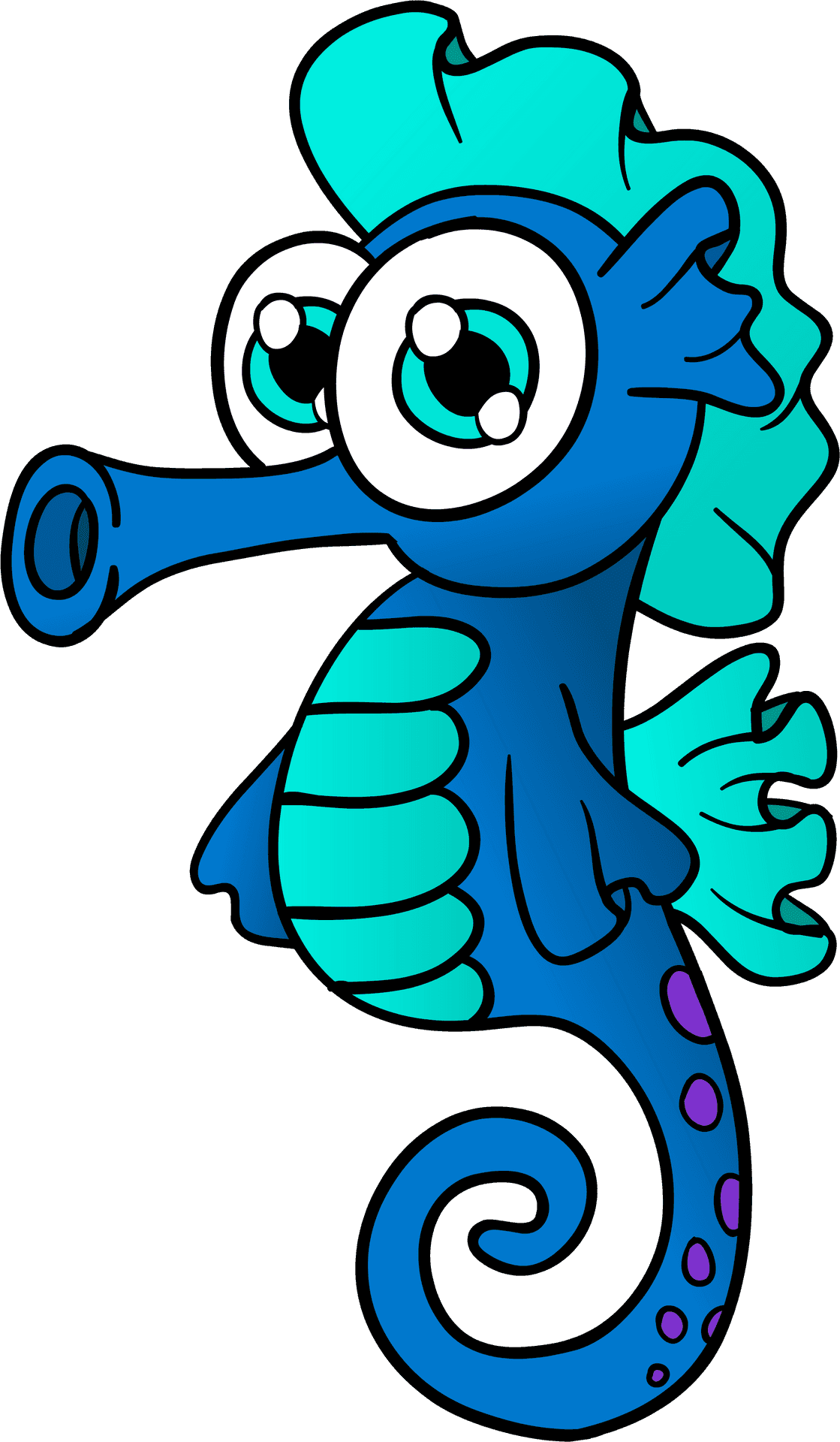 Colorful cartoon seahorse clipart vector