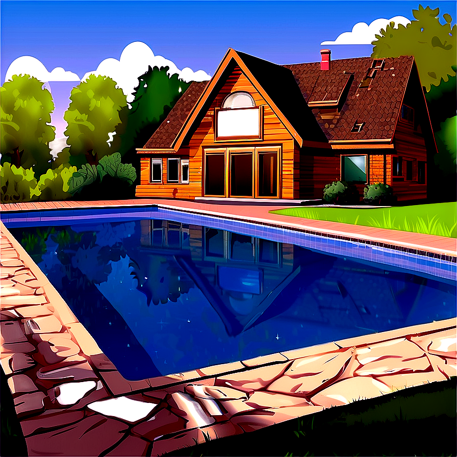 Swimming pool house with clipart sdu free
