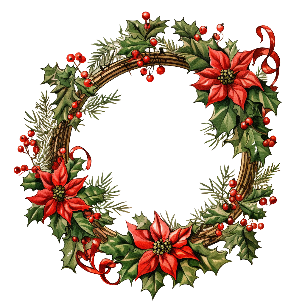 Christmas garland wreath clipart image