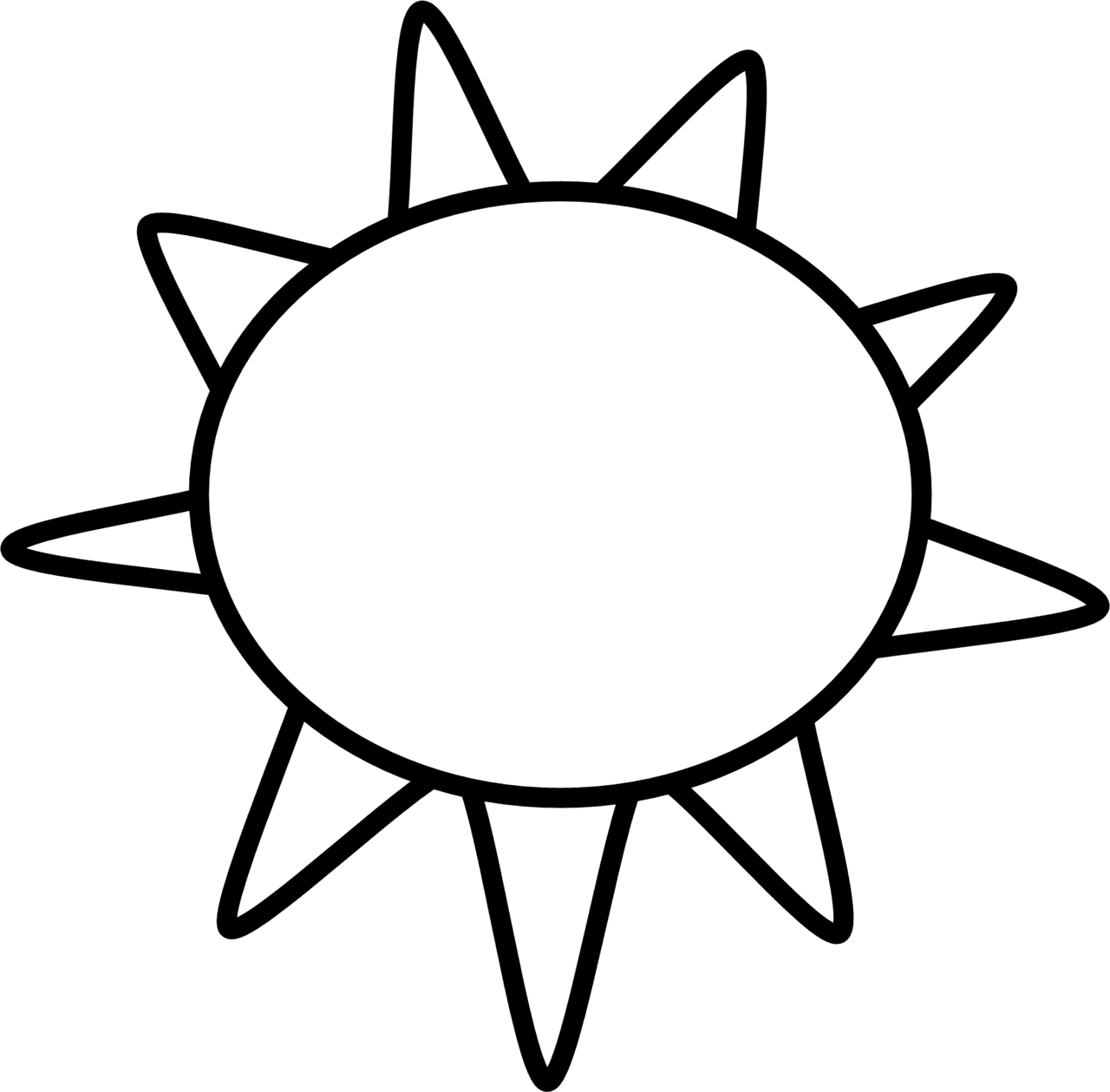 Sun clipart black and white outline sunny clip art image with no background