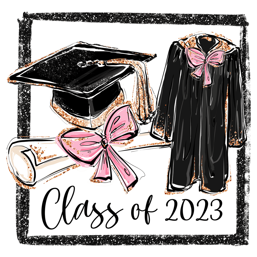 Class of 2023 cap and gown dtf direct to film transfer clipart image