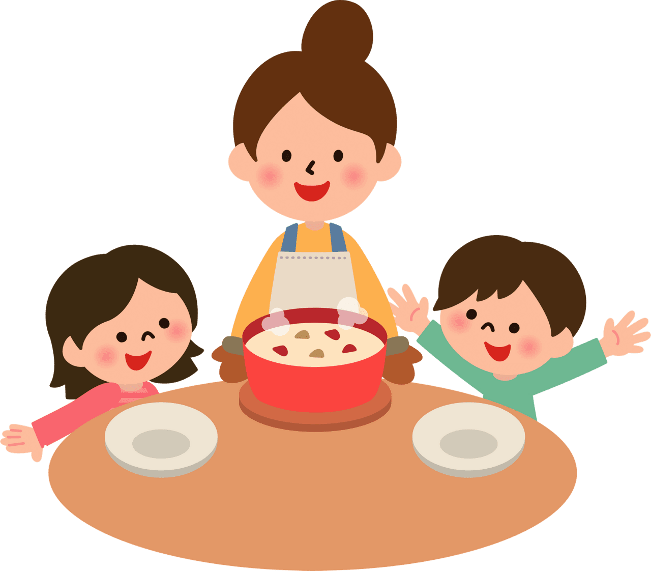 Family is eat ing ragout stew vector clipart images