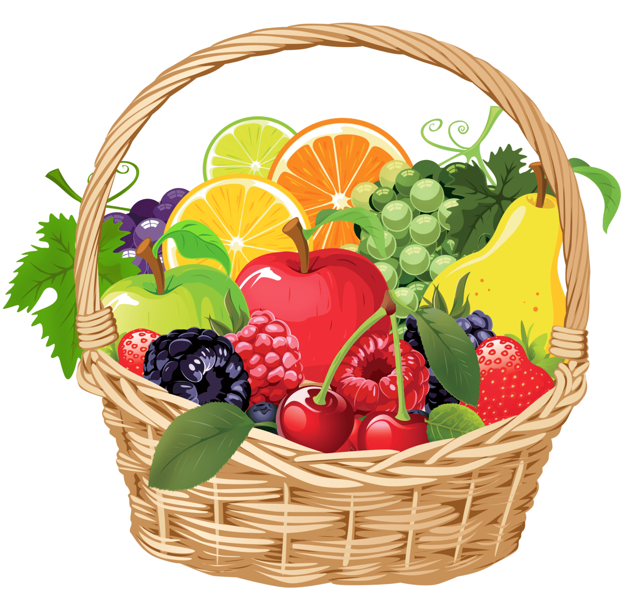 Grape fruit basket vector clipart yopriceville high for