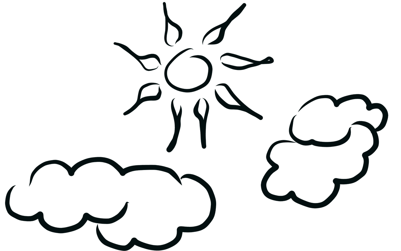 Black and white sun clouds sunny day image clipart