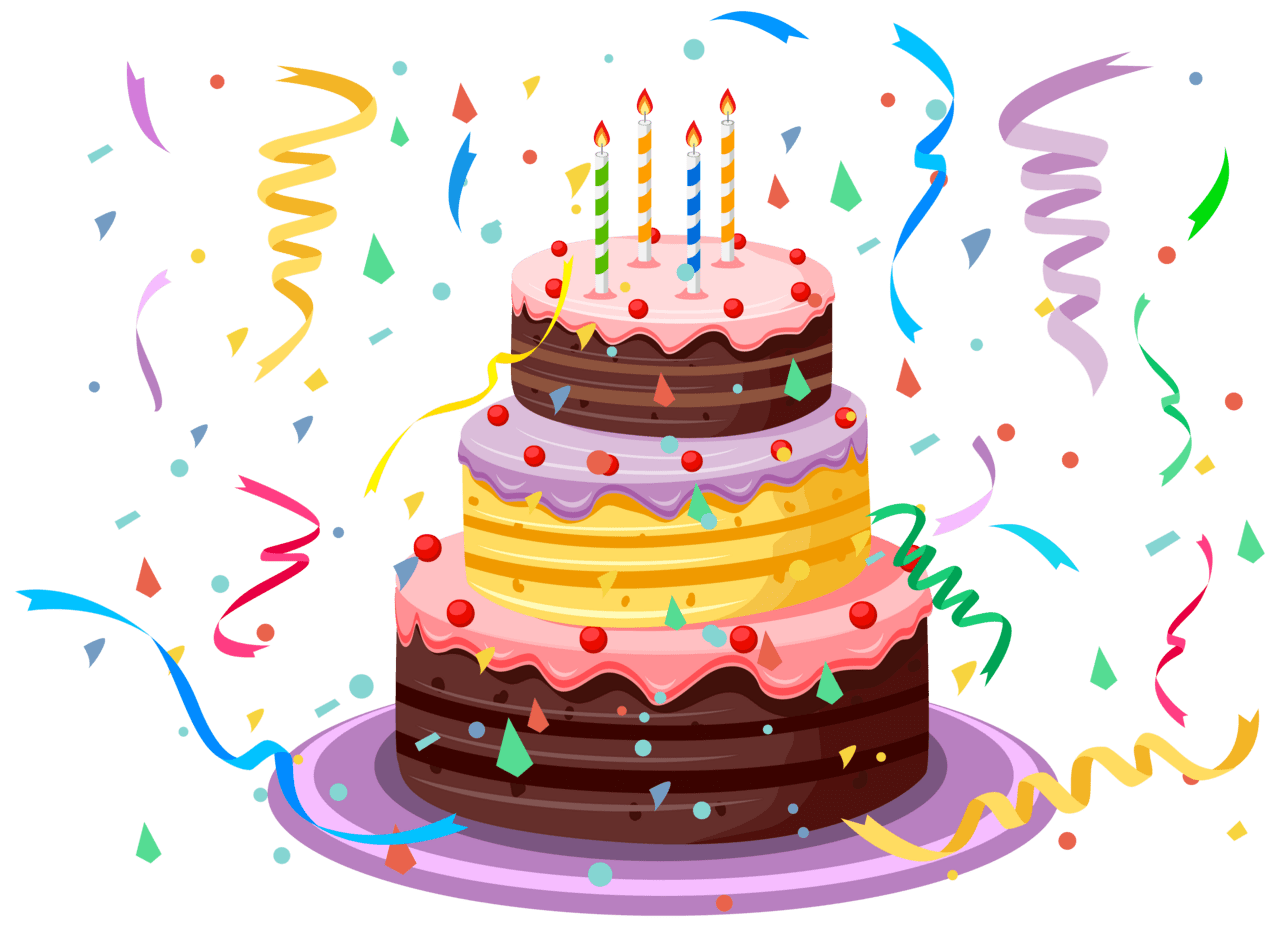 Dessert birthday cake with confetti clipart picture