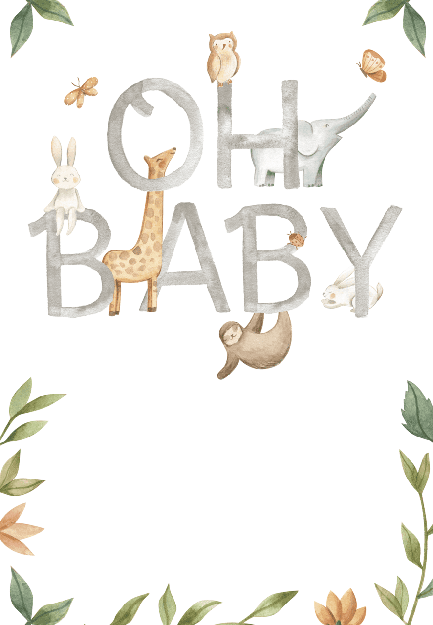 Hanging animals baby shower invitation template greetings island clipart vector