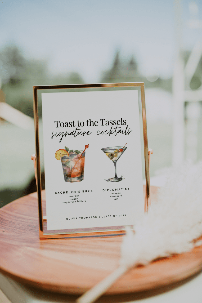 Signature cocktail sign template modern graduation party bar menu printable drink clipart picture