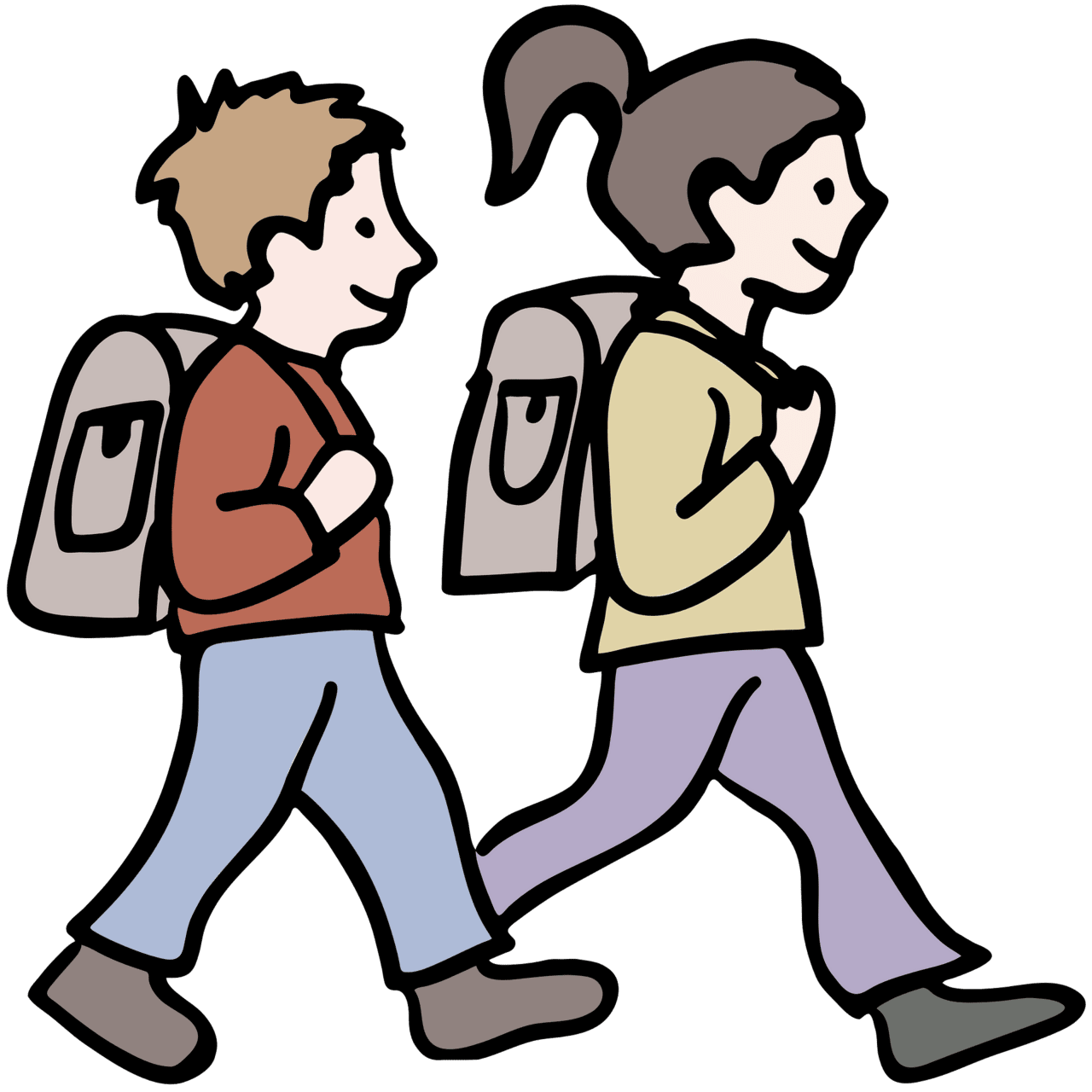 College boy and girl going to school vector clipart images