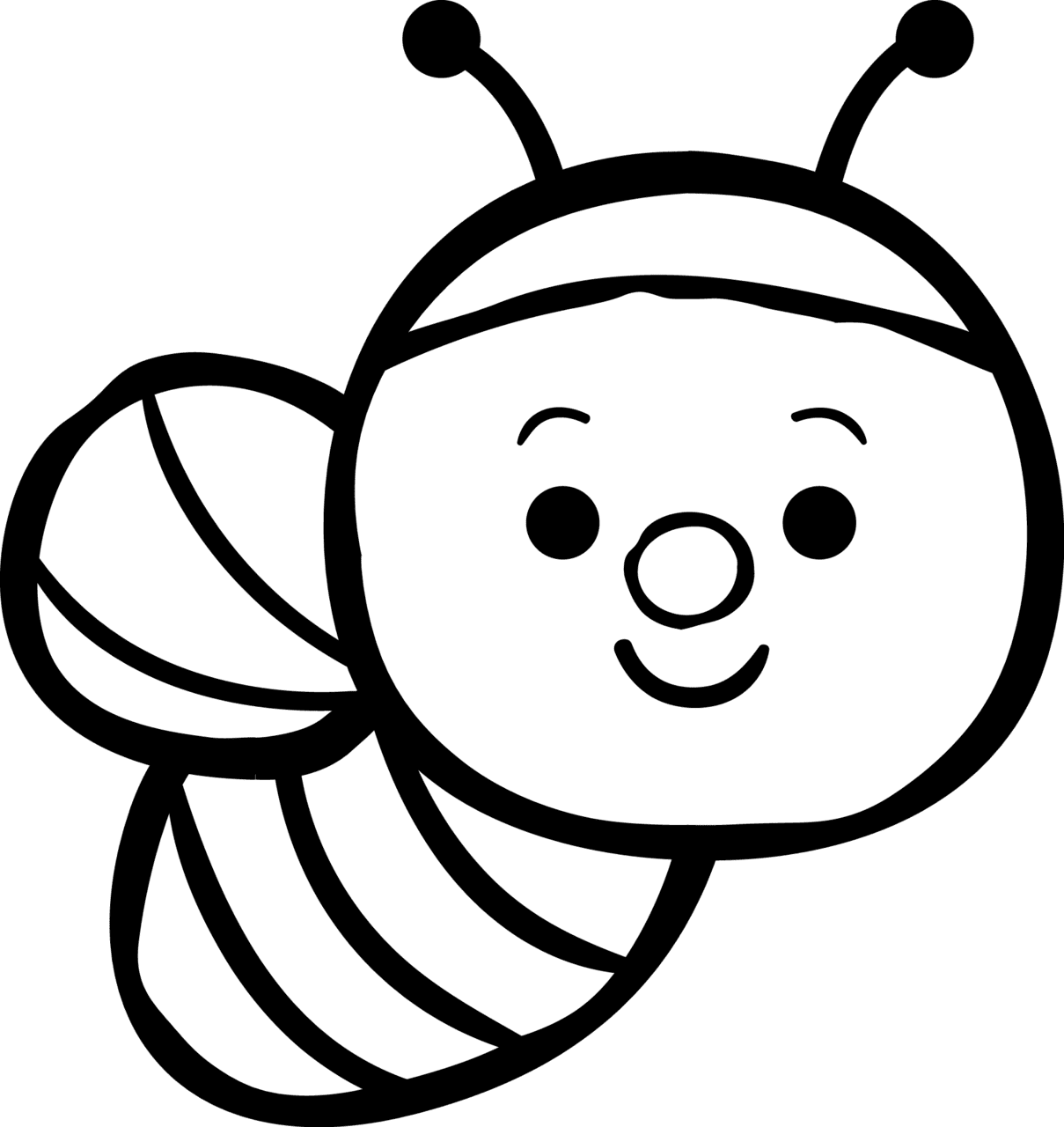 Bee black and white pin page clipart free