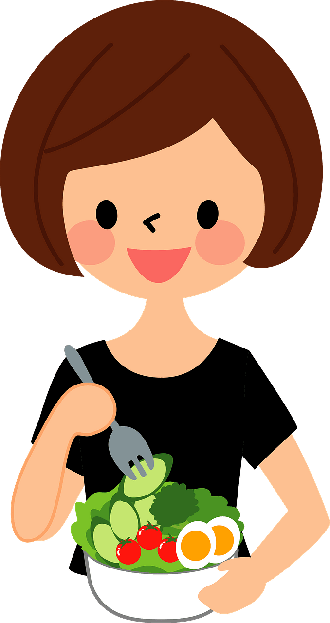 Woman is eat ing salad vector clipart images