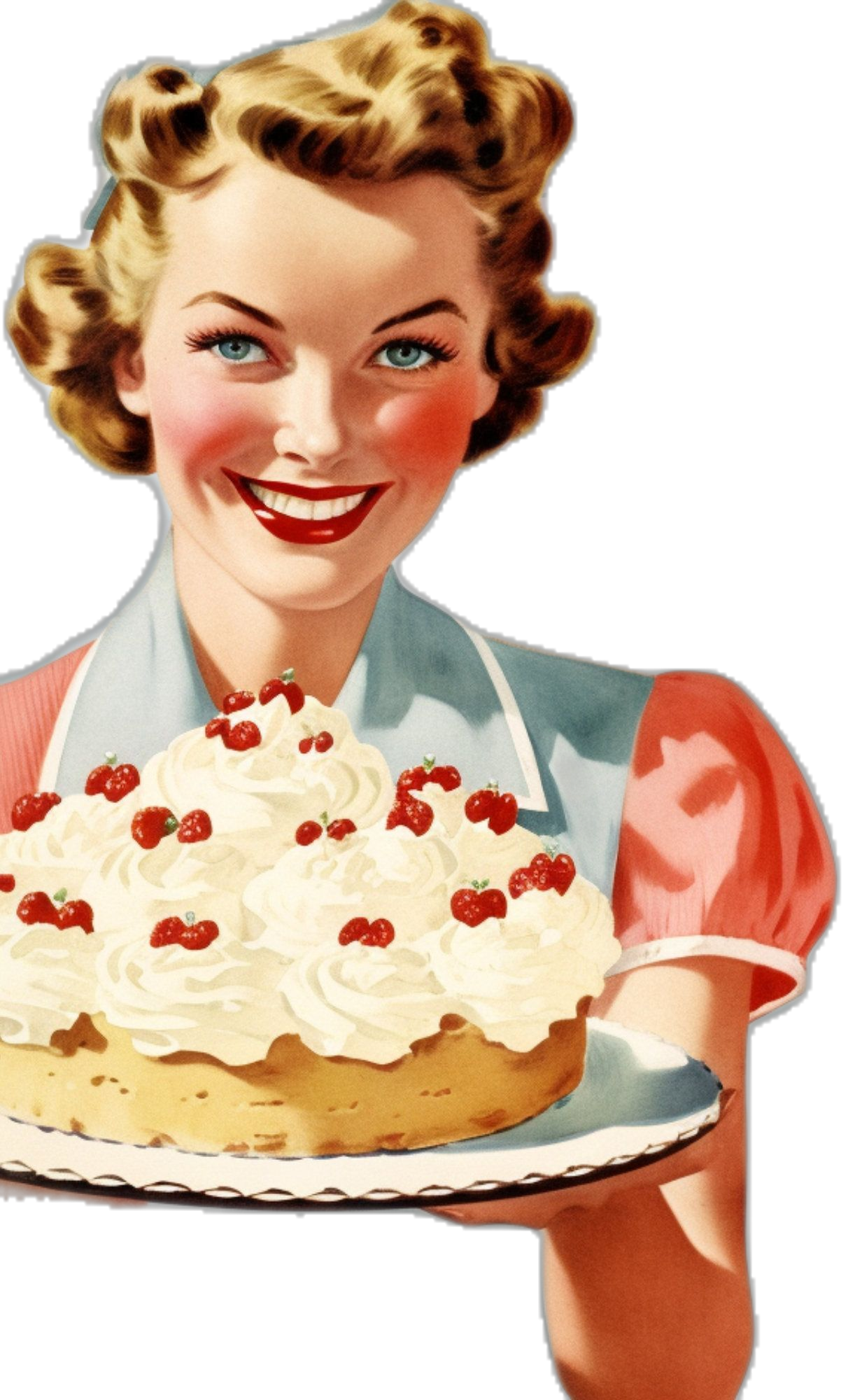 Bakery homemaker clipart retro housewife vintage mom serving food making cake baking bread cookware journaling scrapbook picture