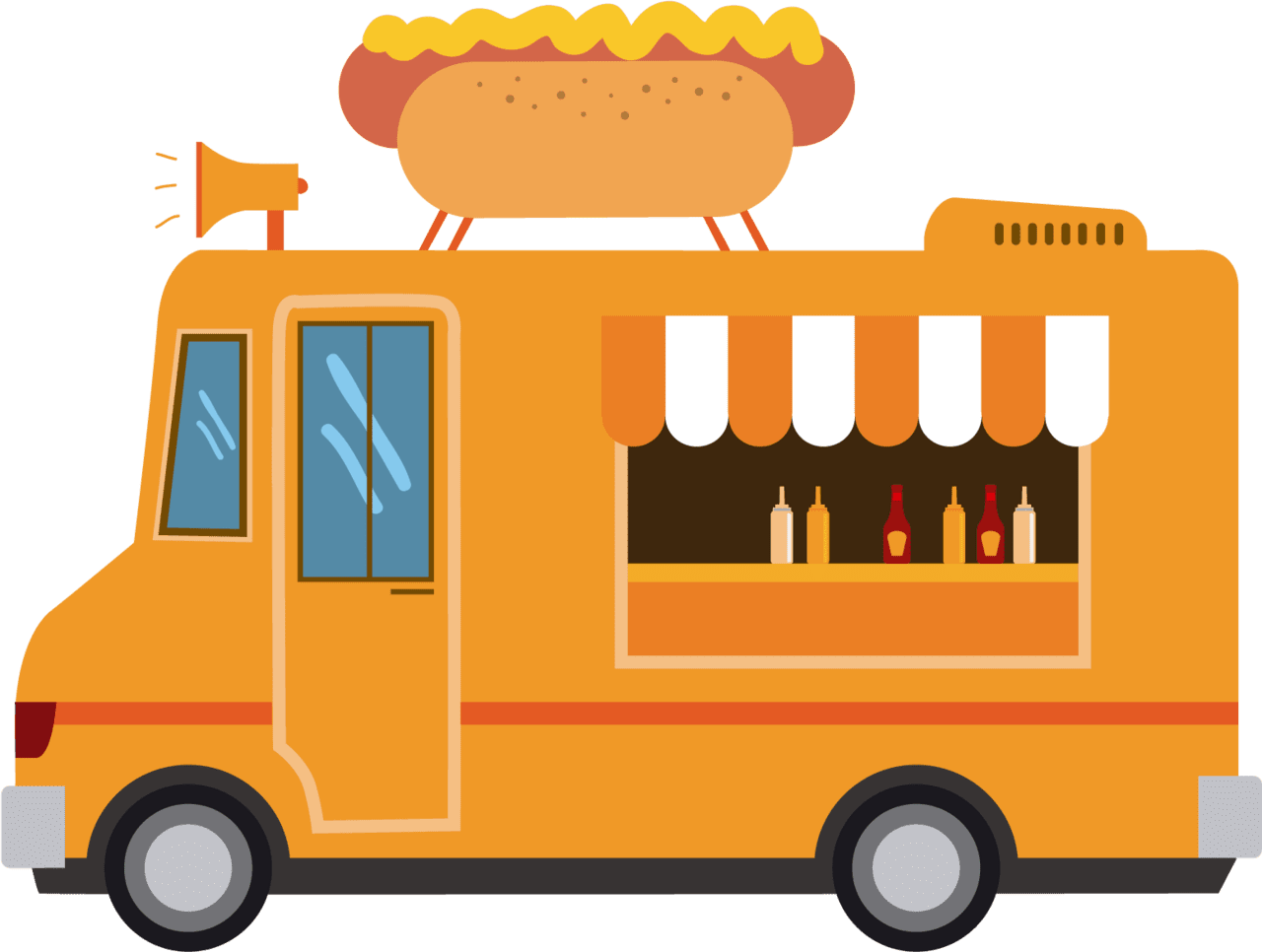 Fast food hamburger pizza truck vector clipart