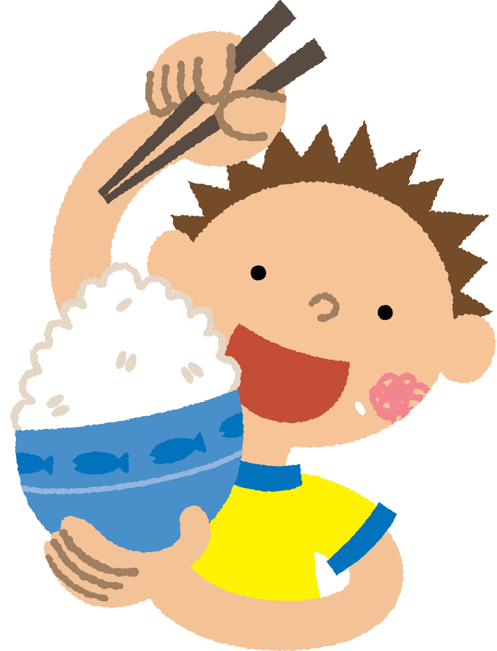 Boy eat ing cooked rice vector clipart images