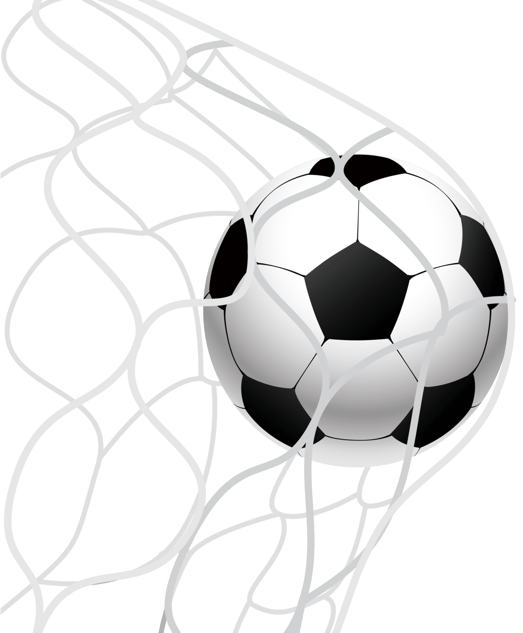 Football black and white soccer ball goal for clipart background