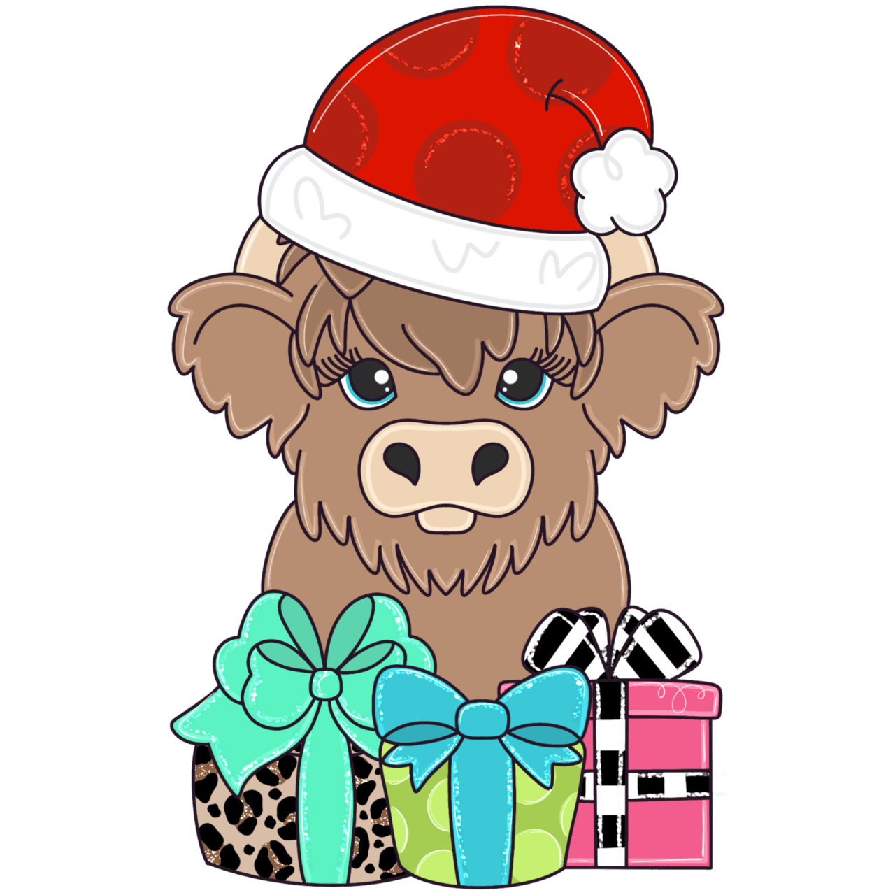 Highland cow osd christmas default title clipart vector