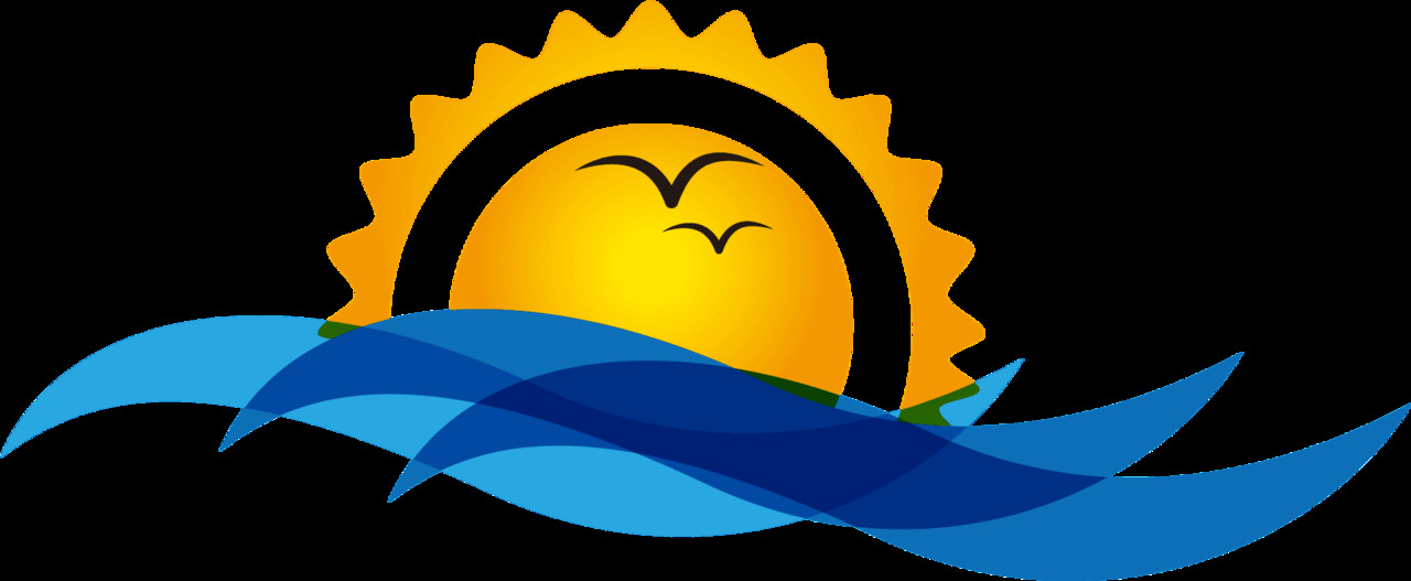 Sunrise seascape travel logo clipart
