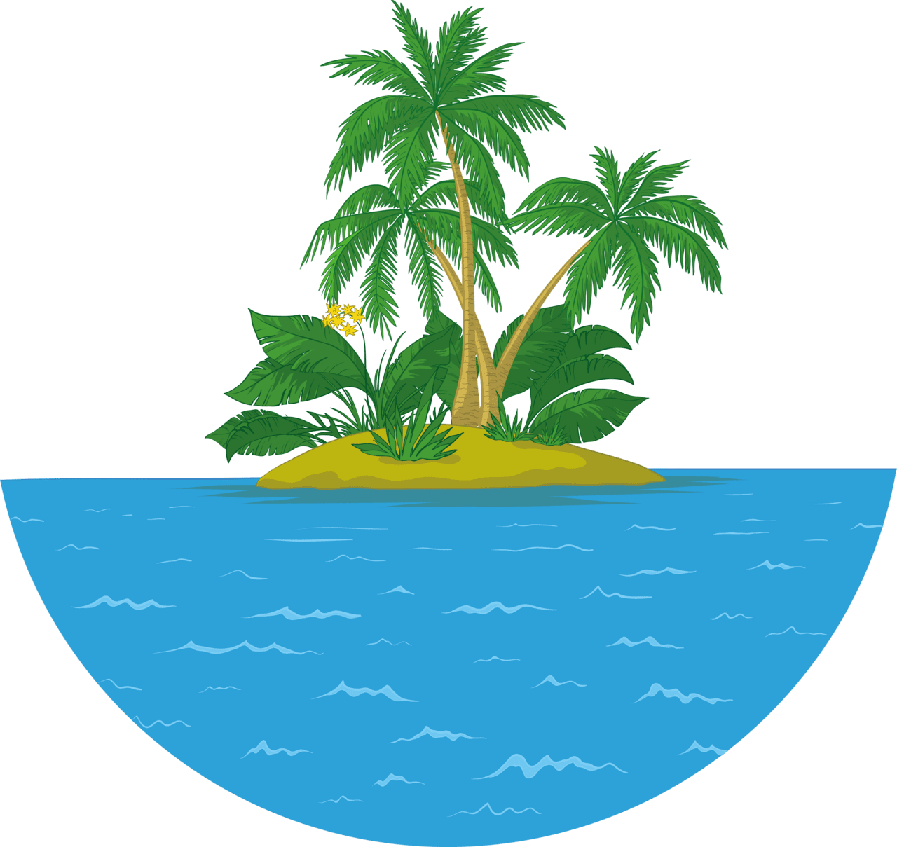 Island islet clipart palm tree vector